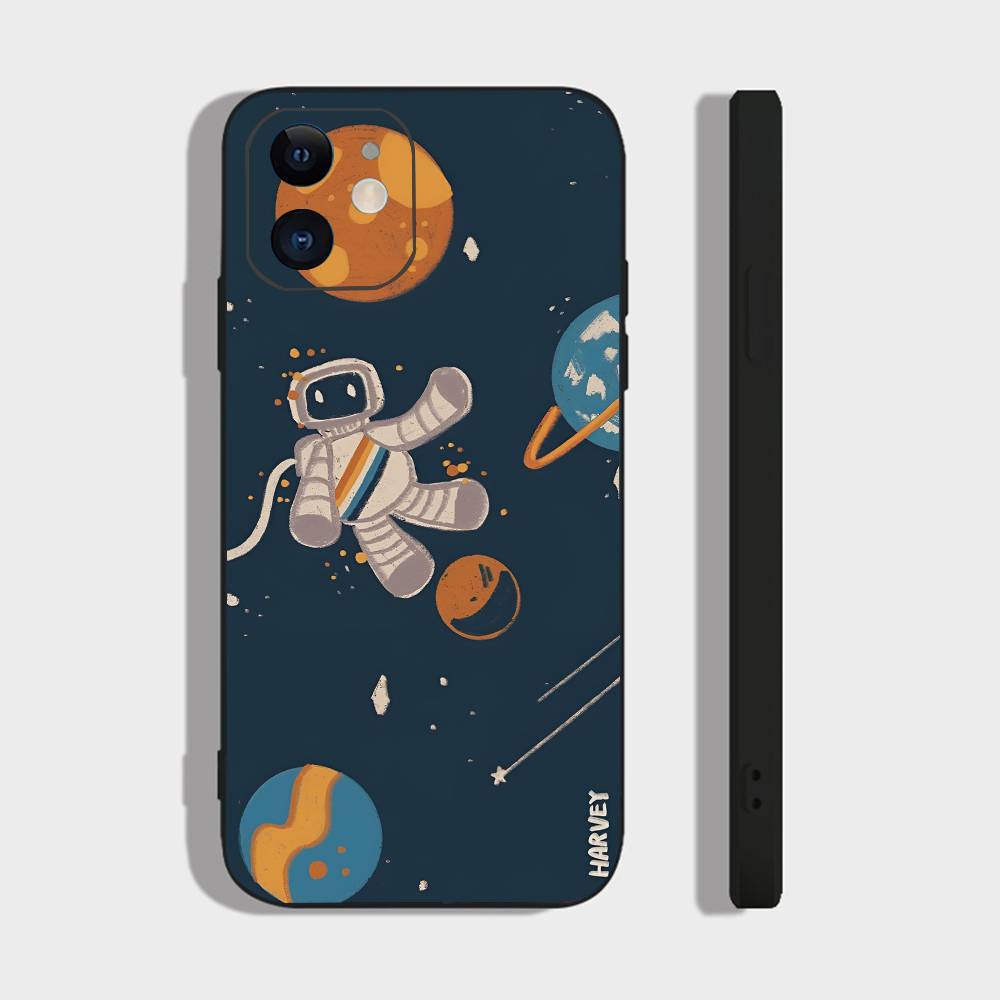 Cute Pattern For IPhone 13,17,11,12,16,14,15,Plus,Pro Max Soft Silicone Black Phone Case