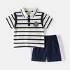 Children's Short-Sleeved Collared Top Summer Kids' Clothing Boys' Striped Polo Shirt Baby Boy Shorts Five-Point Pants Set