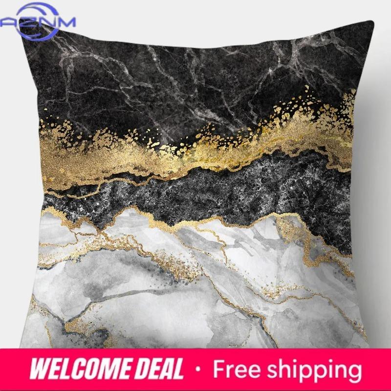 Home Decor Gold Patterned Decorative Digital Print Pillowcases Pattern Cushion Cover Suitable For Sofa Bedroom Car Pillow Cover