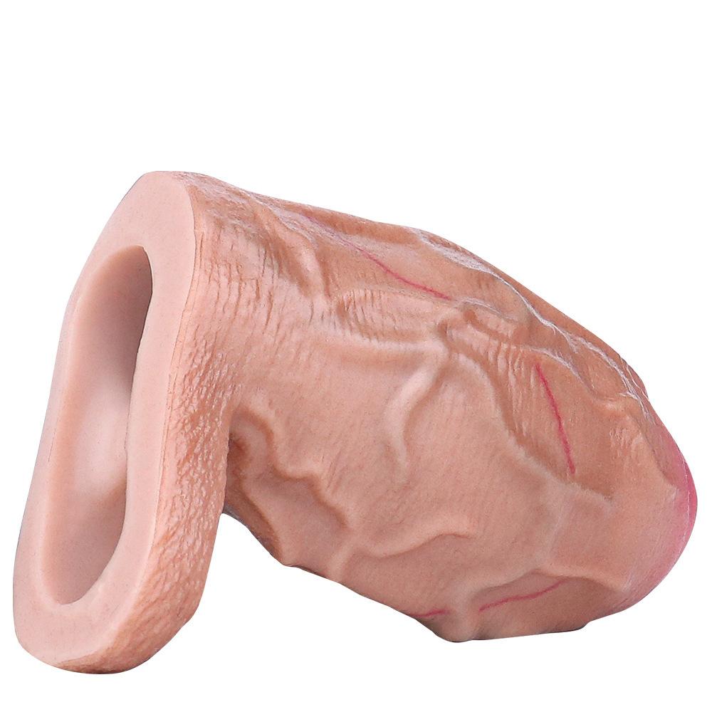 Male Penis Condom Soft Silicone Lengthen Enlarge Dildo Adult Sex Toys Gay Femdom Pegging Realistic Cock Strap On Dick