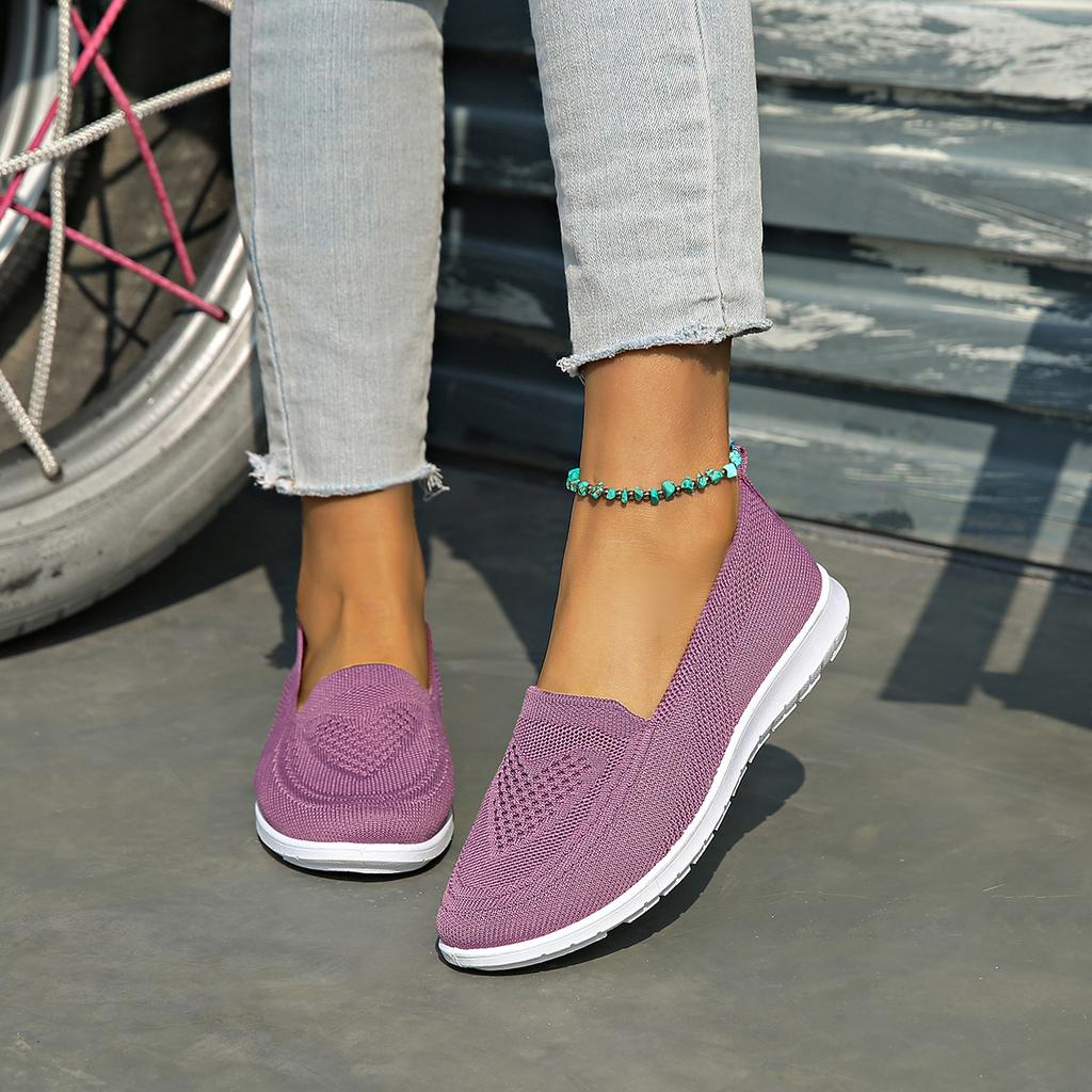 Frühling Sommer Neue Fliegenweberei Slip-On Schuhe Leichte Atmungsaktive Flache Loafer