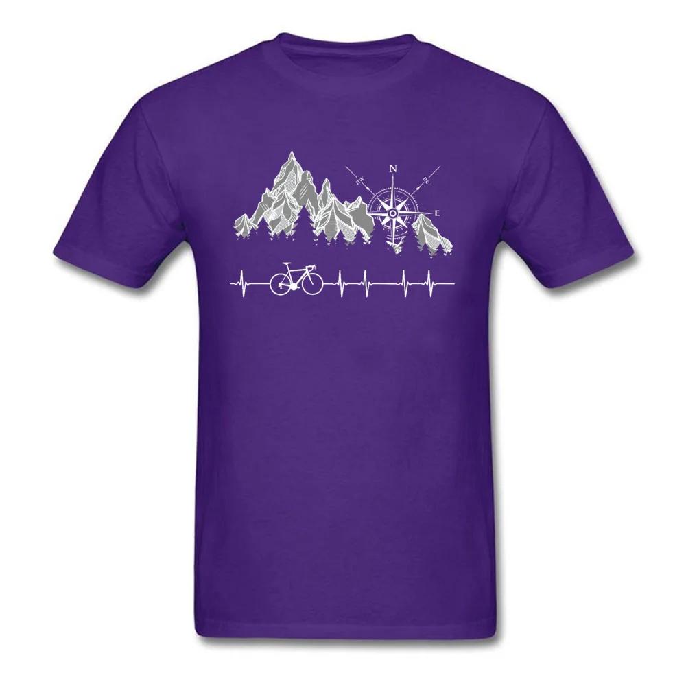 Cycle Life Heartbeat Biker Tshirt Mountain Forest Hiking Printed Tops & Tees Compass Bike Casual Funny T-shirts 100% Cotton