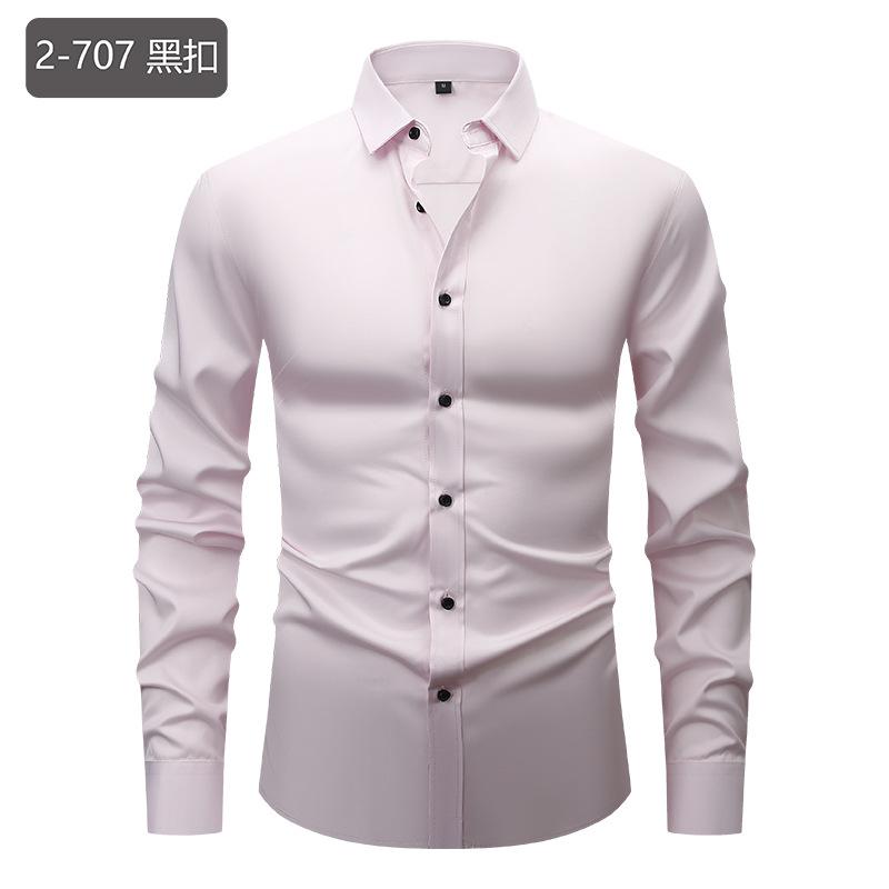 Pánská ležérní košile s dlouhým rukávem Jednobarevná Slim střih Zapínání na knoflíky Košile s klasickým límečkem
