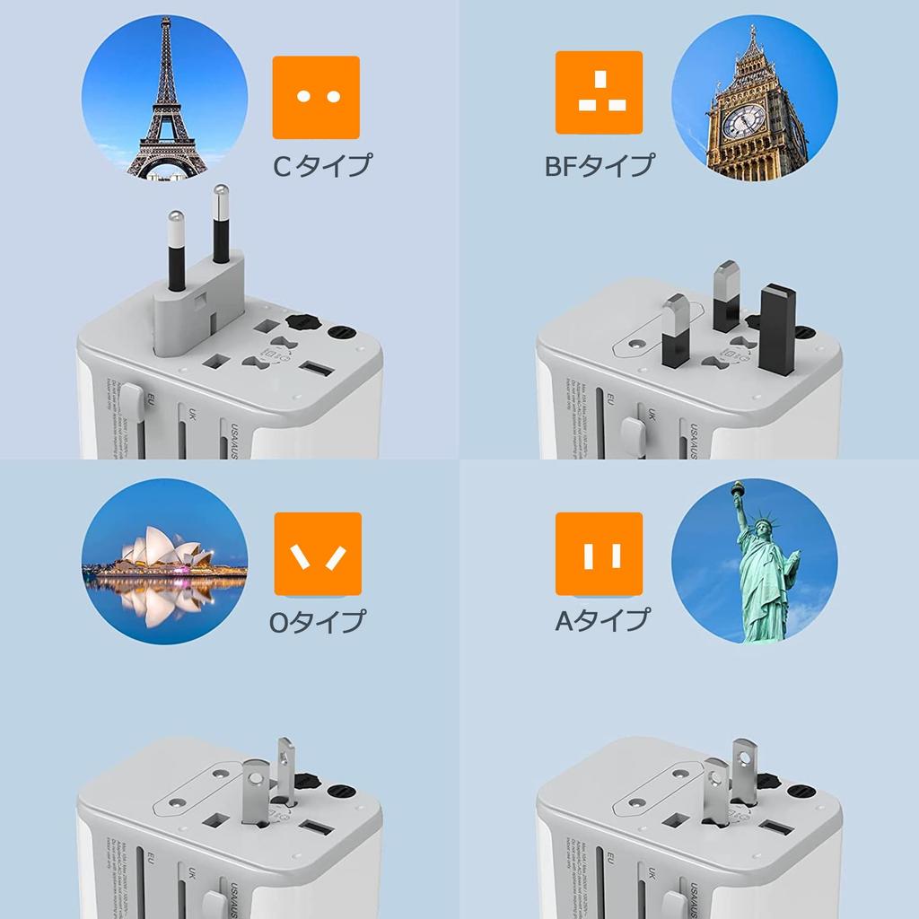 Overseas Conversion Plug TESSAN Outlet Conversion Plug Power Conversion Plug for Overseas Travel Compatible with Worldwide Converter Multi Conversion