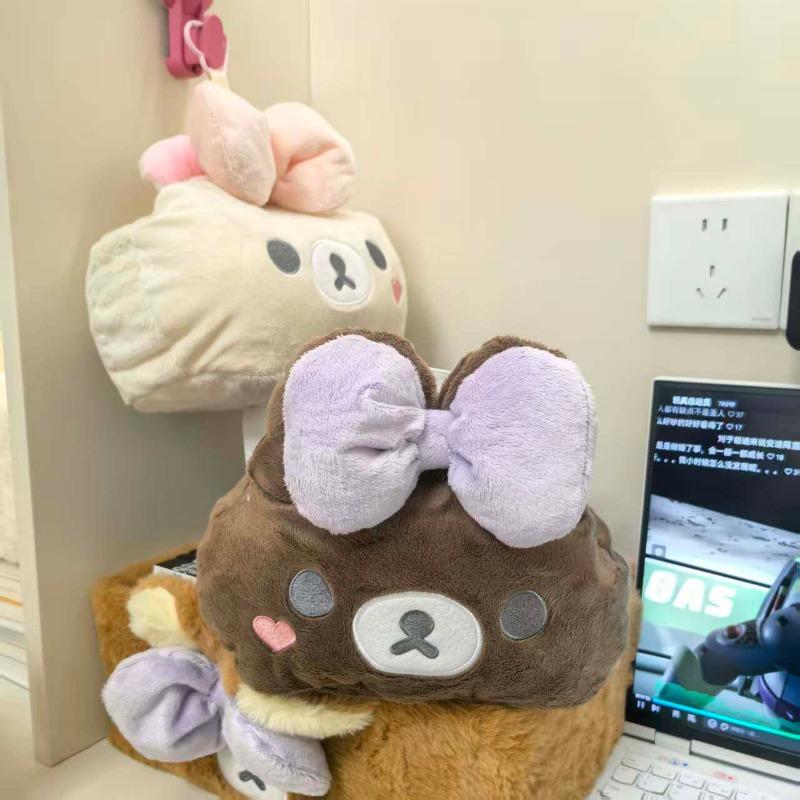 Rilakkuma Teddy Bear Hanging Tissue Box Creative Bear Car paper towel cover Tissue Holder household tissue storage bag Gift