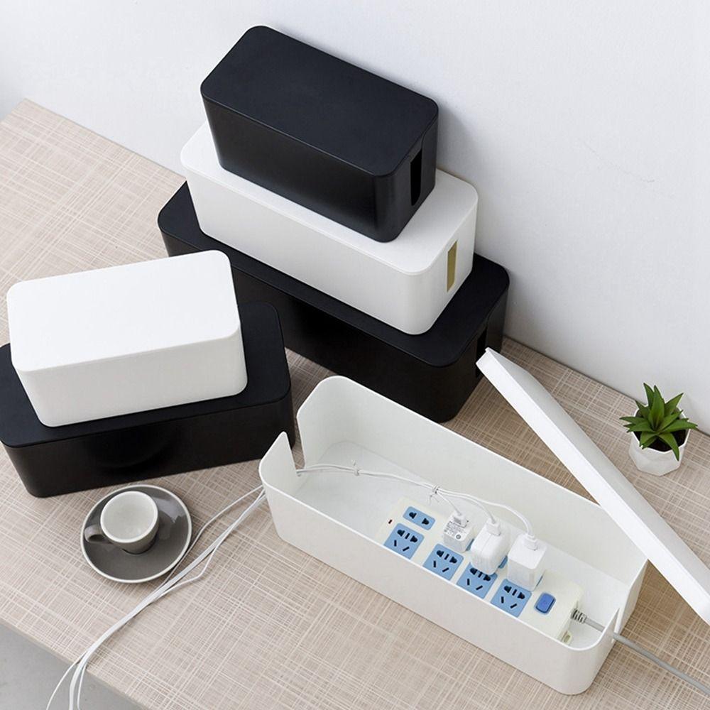 White Hidden Desktop Cable Finishing Line Storage Bin Wire Case Power Strip Case Cable Storage Box