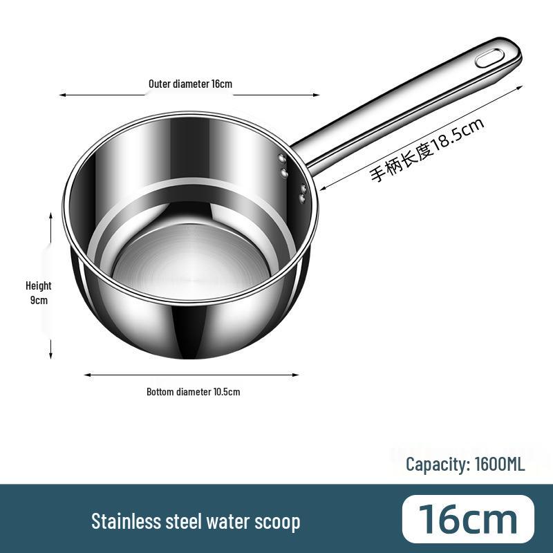 Louche à eau à manche court en acier inoxydable - Louche de cuisine à fond plat de qualité alimentaire pour soupe et aliments