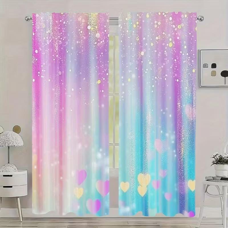 

2 Pcs Cute cat print curtains,suitable for bedroom,living room kitchen decoration,home decoration,window decoration 14Wx39L(35x100CM)x2&Rod Pocket