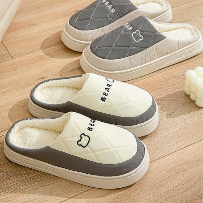 Wasserdichte, rutschfeste Winterhausschuhe aus Baumwolle für Paare – warme Hausschuhe für Damen