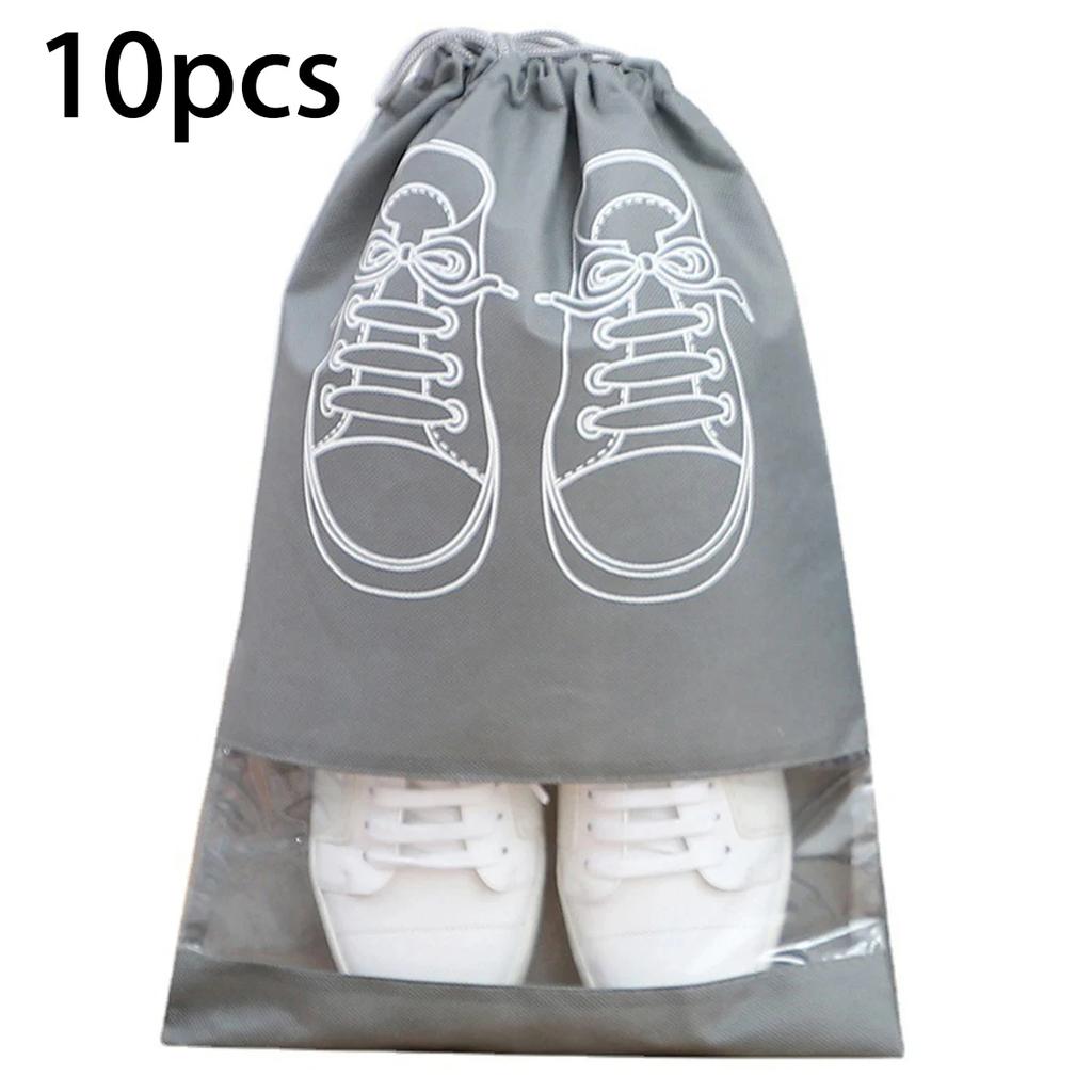 2/5/10 Shoes Storage Bag Closet Organizer Non Woven Travel Portable Bag Waterproof Pocket Clothing Classified Draw Hanging Bag