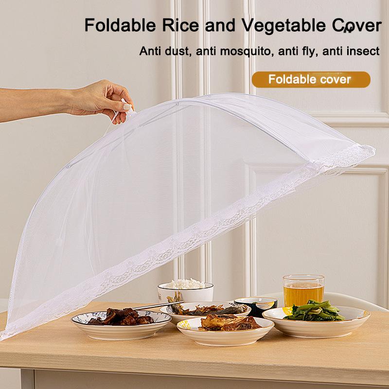 1pc White Square Folding Food Cover Outdoor and Indoor Dust-proof Anti-termite Fly-proof And Insect-proof Food Cover Tools