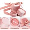 Premium Velvet Round Bow Ribbon Ring Box Wedding Jewelry Earring Ring Display Storage For Proposal Engagement 5.8*5.3cm