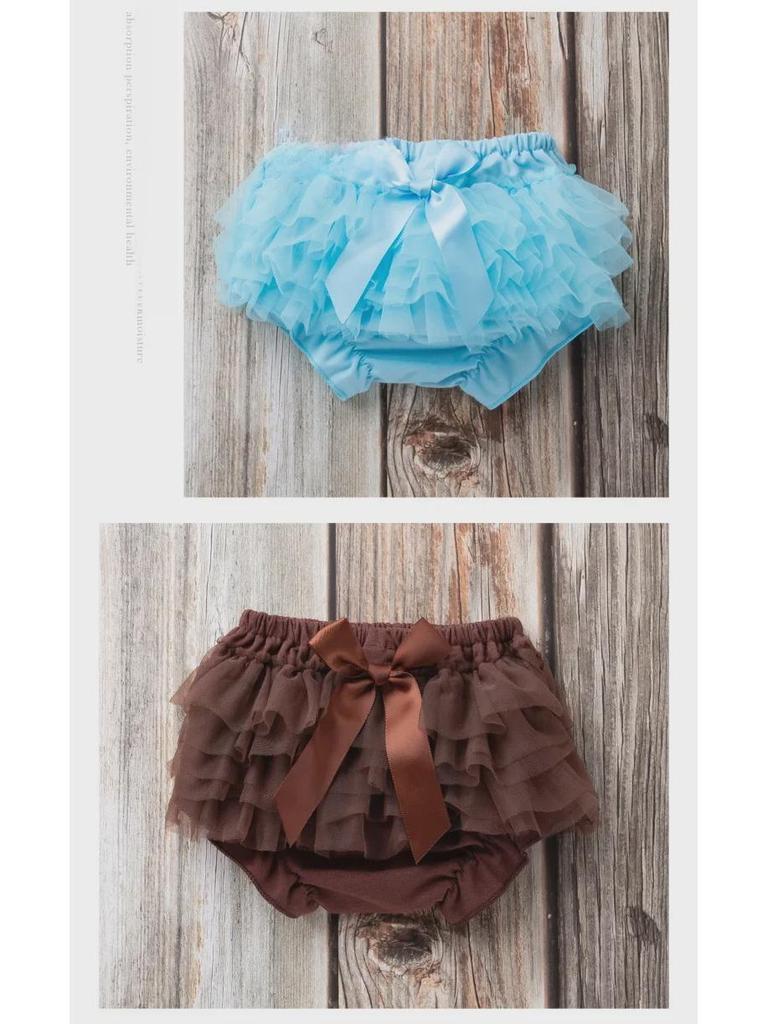 Nowe dwustronne spodenki z welonem dla dziewczynki i kokardą - stylowa spódnica z siateczki w jednolitym kolorze