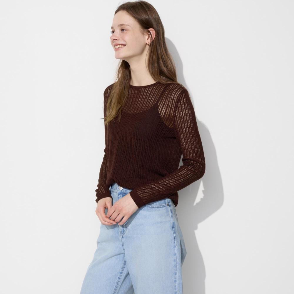 

UNIQLO JAPAN кружевной свитер с круглым вырезом
