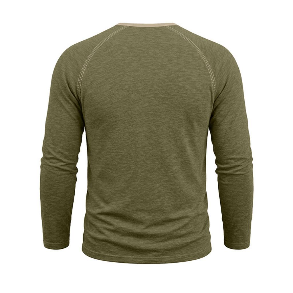 Men's Long Sleeve Henley Shirt Pullover Crew Neck Casual Slim Fit Basic Stretchy Top for Everyday Wear
