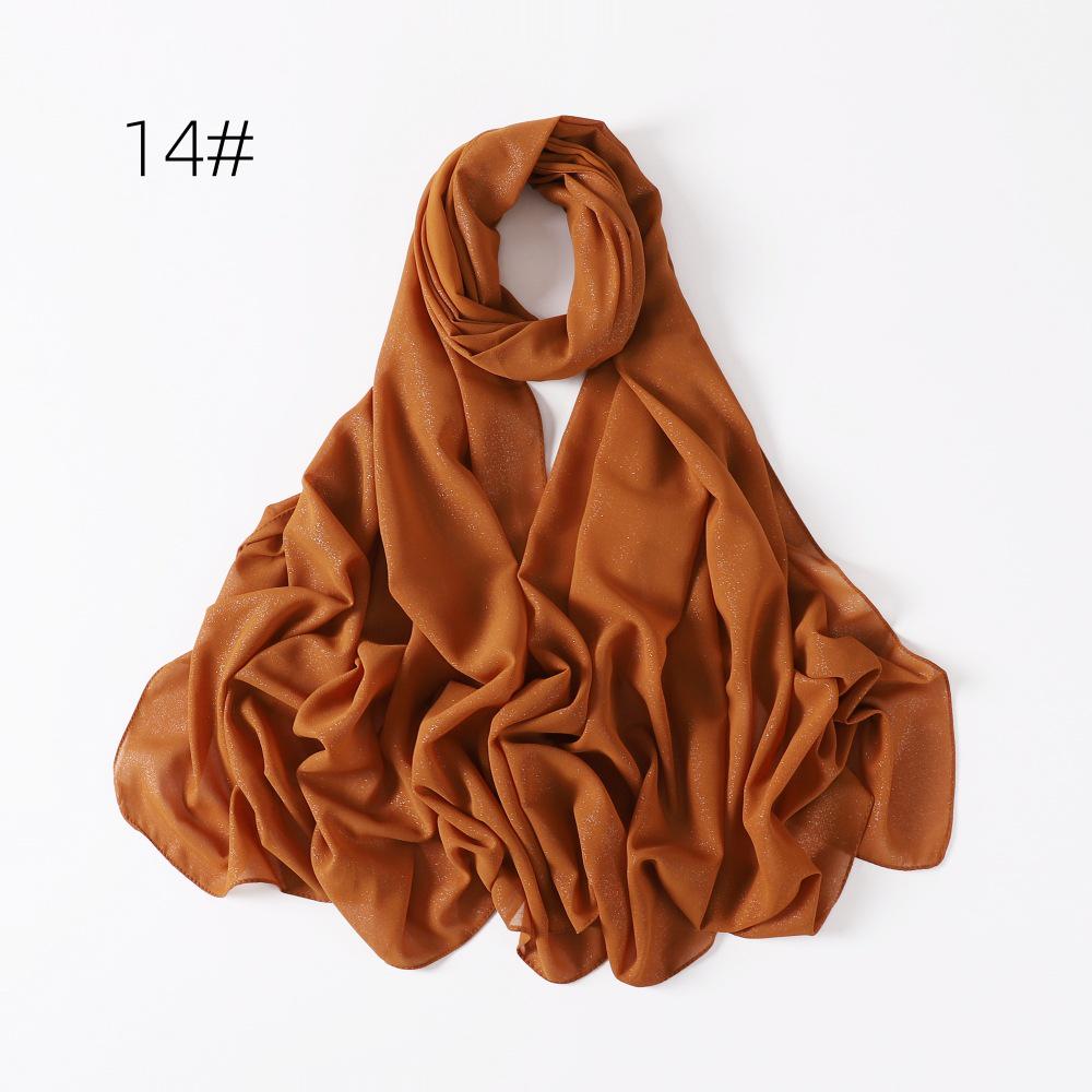 New Style Women's Silver Pearl Chiffon Long Scarf