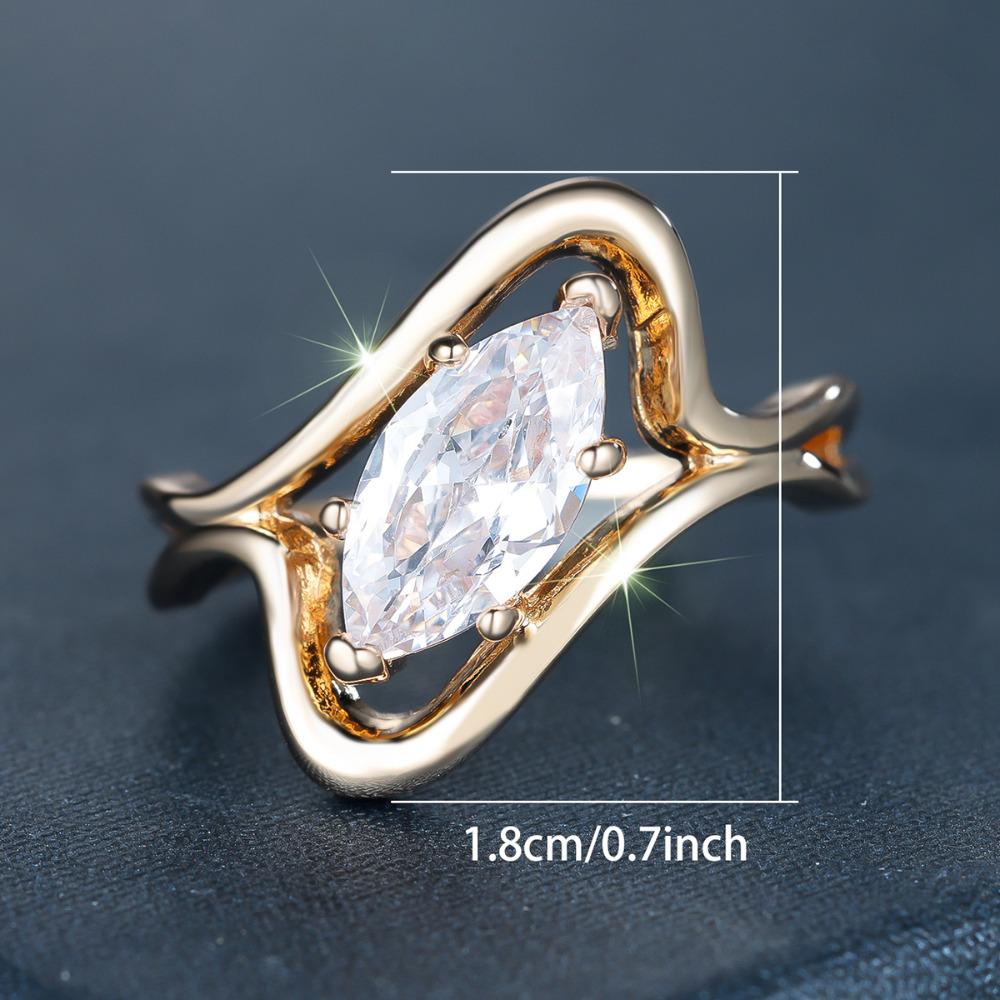 Fashion Gold Color Marquise Cut White Zircon Rings for Women Wedding Bands Fine Jewelry Gifts