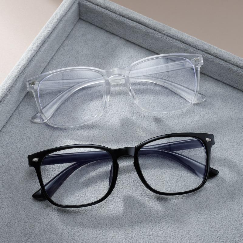 [Vintage Eyeglasses] 2 Pairs Vintage Style Square Frame Eyeglasses | Black & Clear with Metallic Accents