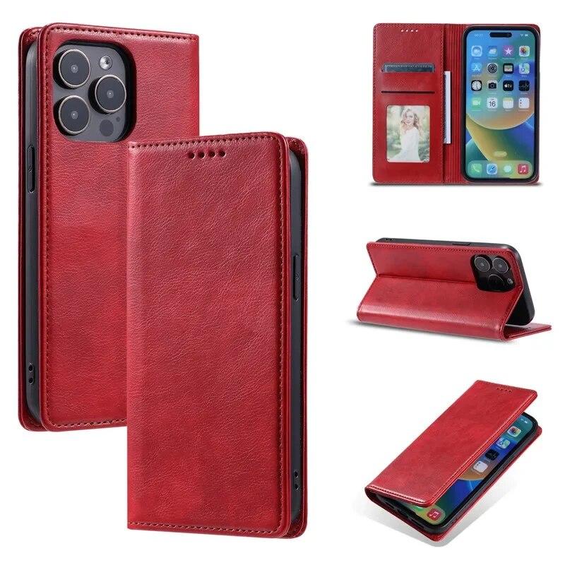 Leather Wallet Card Phone Case for iPhone 15 Pro Max 14 Plus 13 12 Mini 11 For Samsung Galaxy S23 Ultra S22 S21 S20 FE A54 A34 A14 A73 A53 Flip Cover