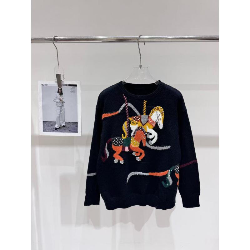 2026 Early Spring Little Pony Beaded Jacquard Loose Pullover