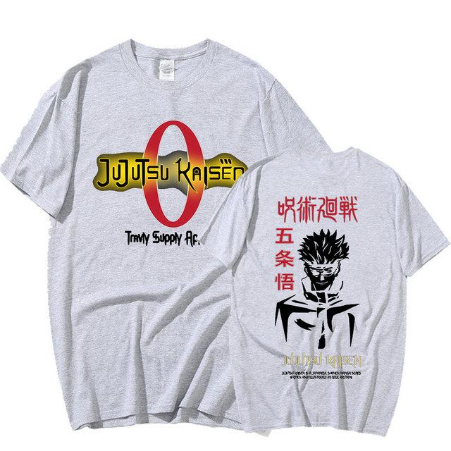 Anime Jujutsu Kaisen Harajuku T Shirt Manga Graphic Gojo Satoru Short Sleeves Cotton Casual Tee Shirts Mens Oversized T-shirt Streetwear Tops