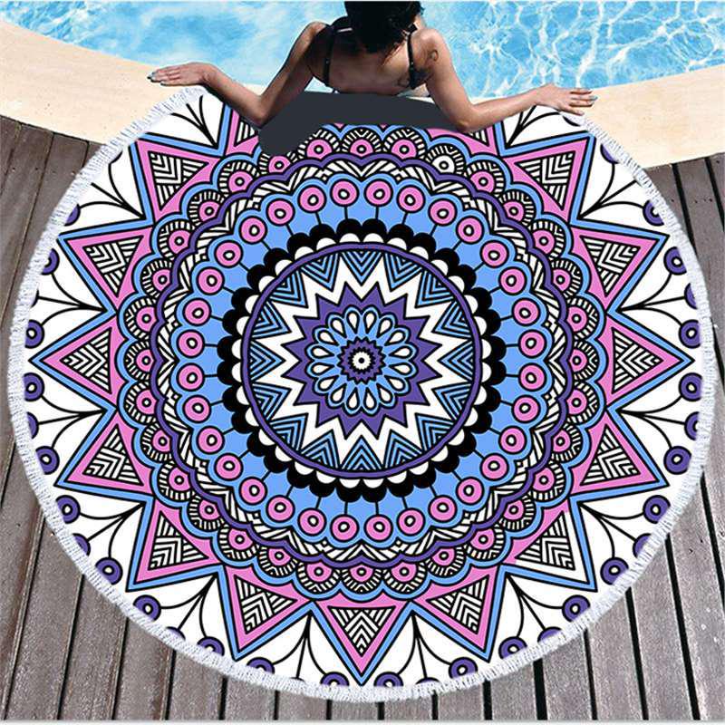 Mandala Pattern Microfiber Beach & Bath Towel - Luxurious Feel & Decorative Floor Mat