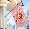 2D Flat, 1pc 2D Flat Decorative Flag, Cherry Blossom Pink Background with Cute Fox Ninja Pattern Hanging Flag, Japanese Anime Style Art Wall Hanging,
