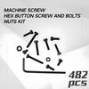 Zmbroll M3 480-Piece Black Alloy Steel 12.9-Row Hex Socket Head Bolt Nut Washer Set with Wrench