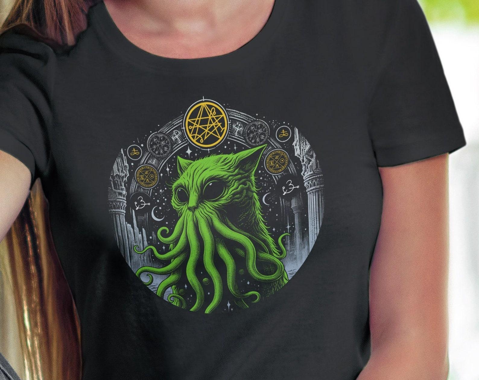 Cathulhu Cat T-Shirt | HP Lovecraft, Eldritch Horror Unisex Tee 3XL
