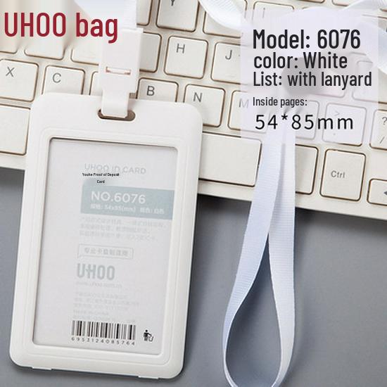 Youhe 6076 Double-Sided Transparent Card Holder with Lanyard for ID, Work, Meal, or Student Cards