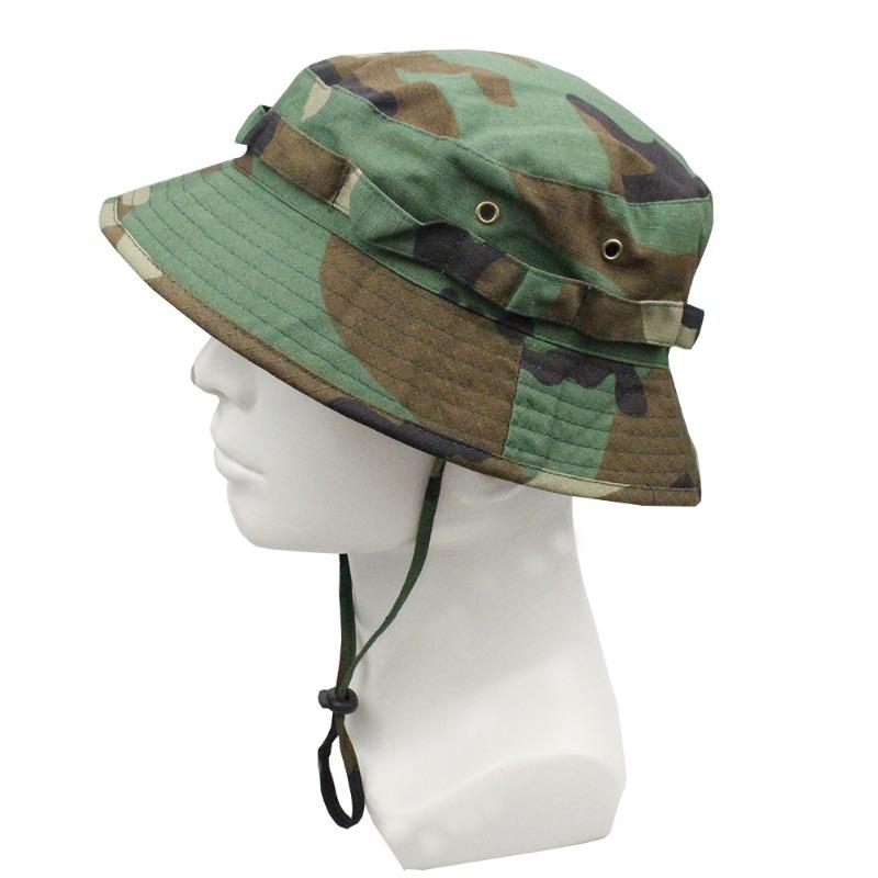 Cappello a secchiello mimetico tattico con visiera corta e tesa rotonda, cappello da pescatore mimetico stile militare, cappello da sole per escursionismo, caccia e attività all'aperto