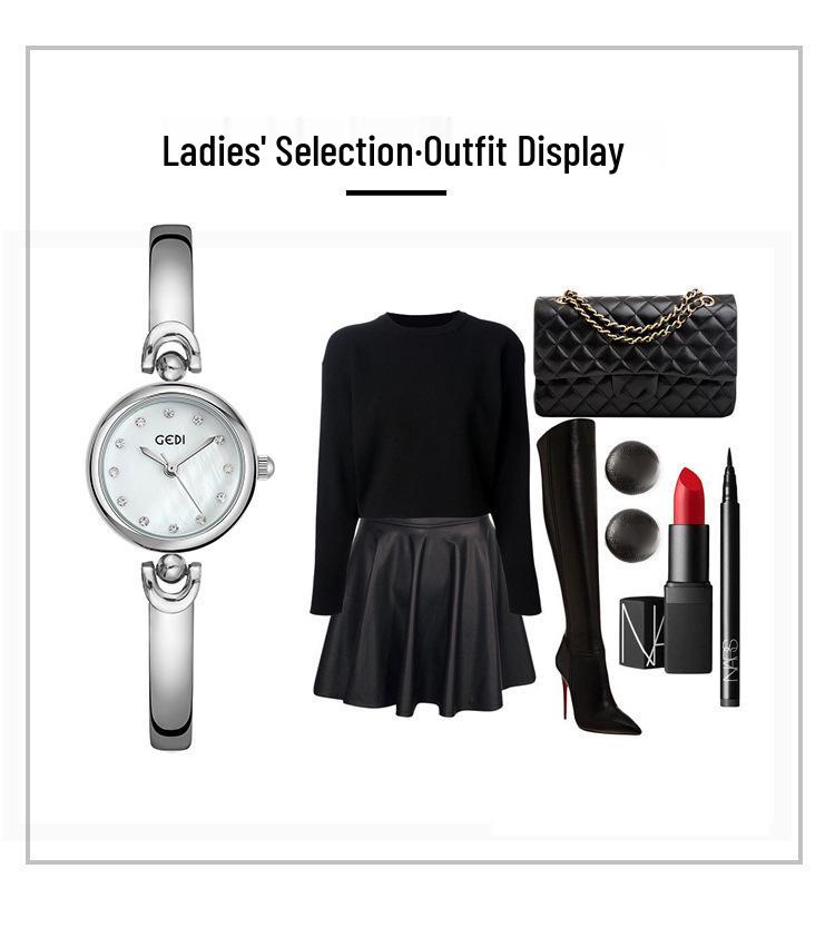 Gedi Elegant Korean Style Round Dial Bracelet Quartz Watch
