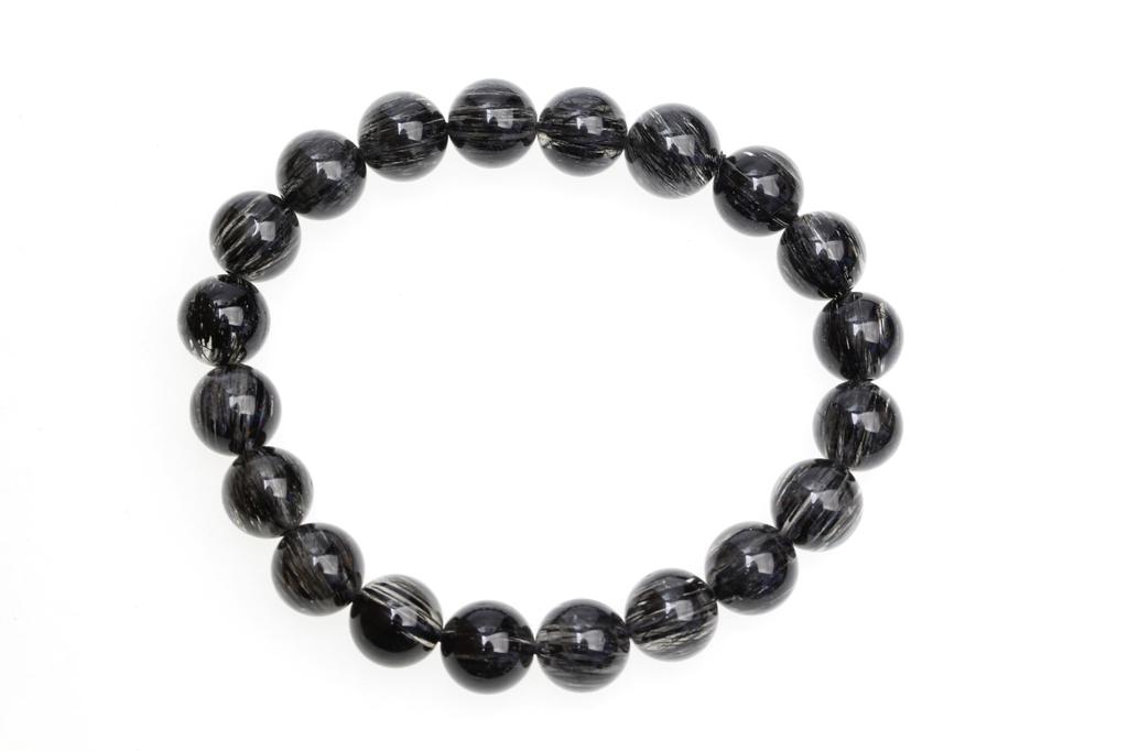Black Rutilated Quartz Power Protection from Good Brazilian Natural Prayer Beads Black Rutilated Quartz [K.KOUOKU] Bracelet, Stone, Evil, Luck, Stone,