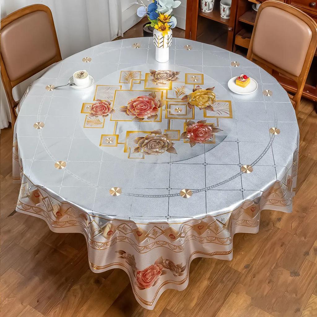 Thickened Circular Square Tablecloth Waterproof Oil Proof Washable PVC Desk Mat Simple Table Cloth for Household Dining Tables