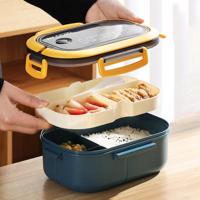 Scatola Pranzo 1200ml a Doppio Strato Isolante Contenitore per Pranzo con Forchetta Cucchiaio per Studenti Lavoratori d'Ufficio Scatola Pranzo a Strati