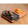 Lava Cast Iron Rectangle Hot Plate Griddles. With Wooden Platter 22X15cm.