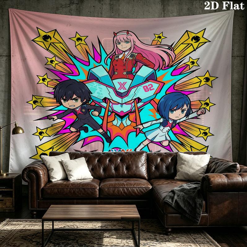 Franxx Wall Tapestry Aesthetic Wall Hanging Printed Fabric Blanket Decorative Tapestries For Bedroom Living Room Home Decor