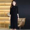 Solid-color Mid-length Knitted Sweater Dress for Women Half Turtleneck Loose Long-sleeved Knitted Sweater Dress for Autumn and Winter
