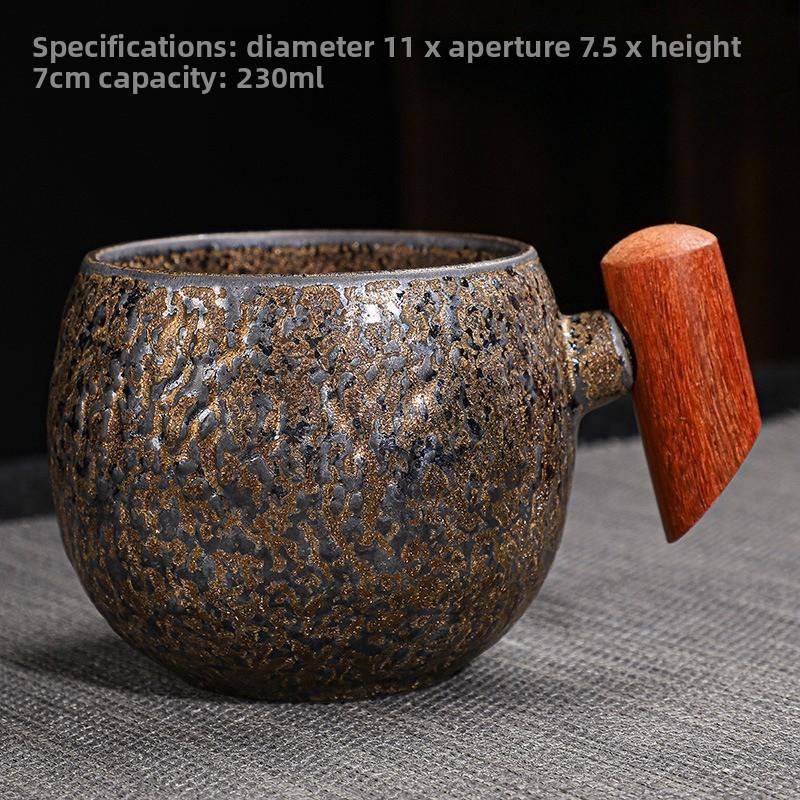Kiln-changed Ceramic Wood Handle Mug Office Coffee Cup Creative Tea Cup Personalized Household Milk Cup