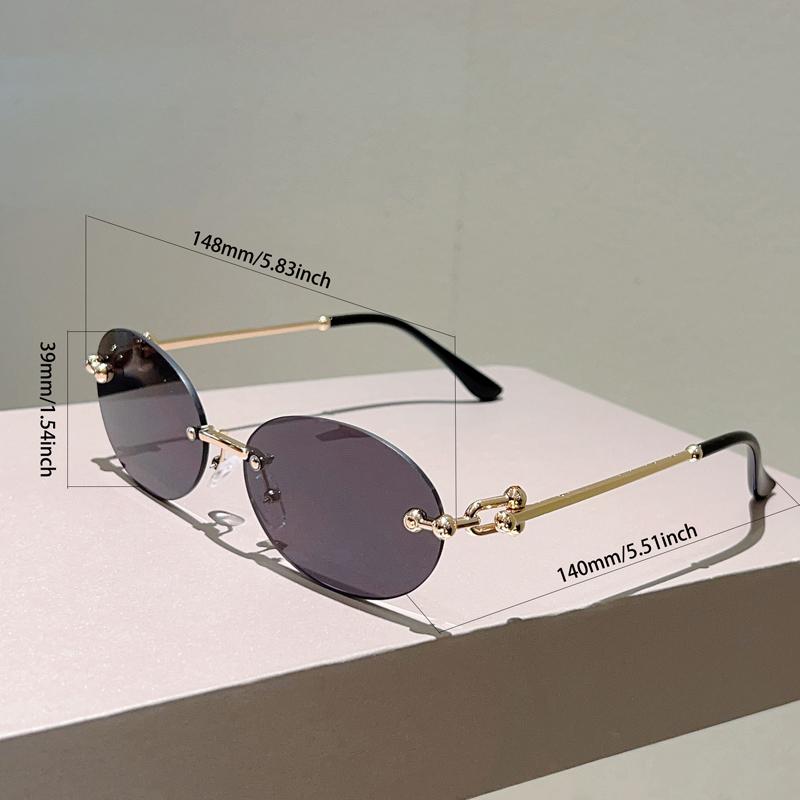 Rimless Oval Sunglasses Women  New in Fashion Vintage Decor Shades Trendy Brand Designer Gradient Casual Sun Glasses