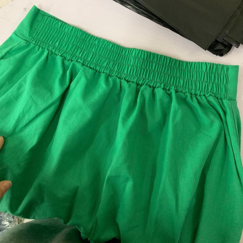 Women's Summer 2 Piece Outfits Sleeveless Pleated Ruffle Tank Top Wide Leg Cropped Pants Casual Loose Linen Matching Set with Pockets