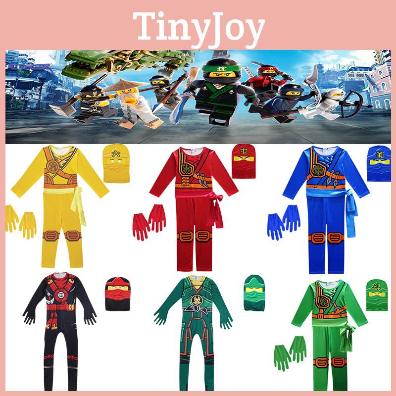 Ninjago Kids Kai Jay Cosplay Glove Hat Jumpsuit Set Halloween Party Clothes