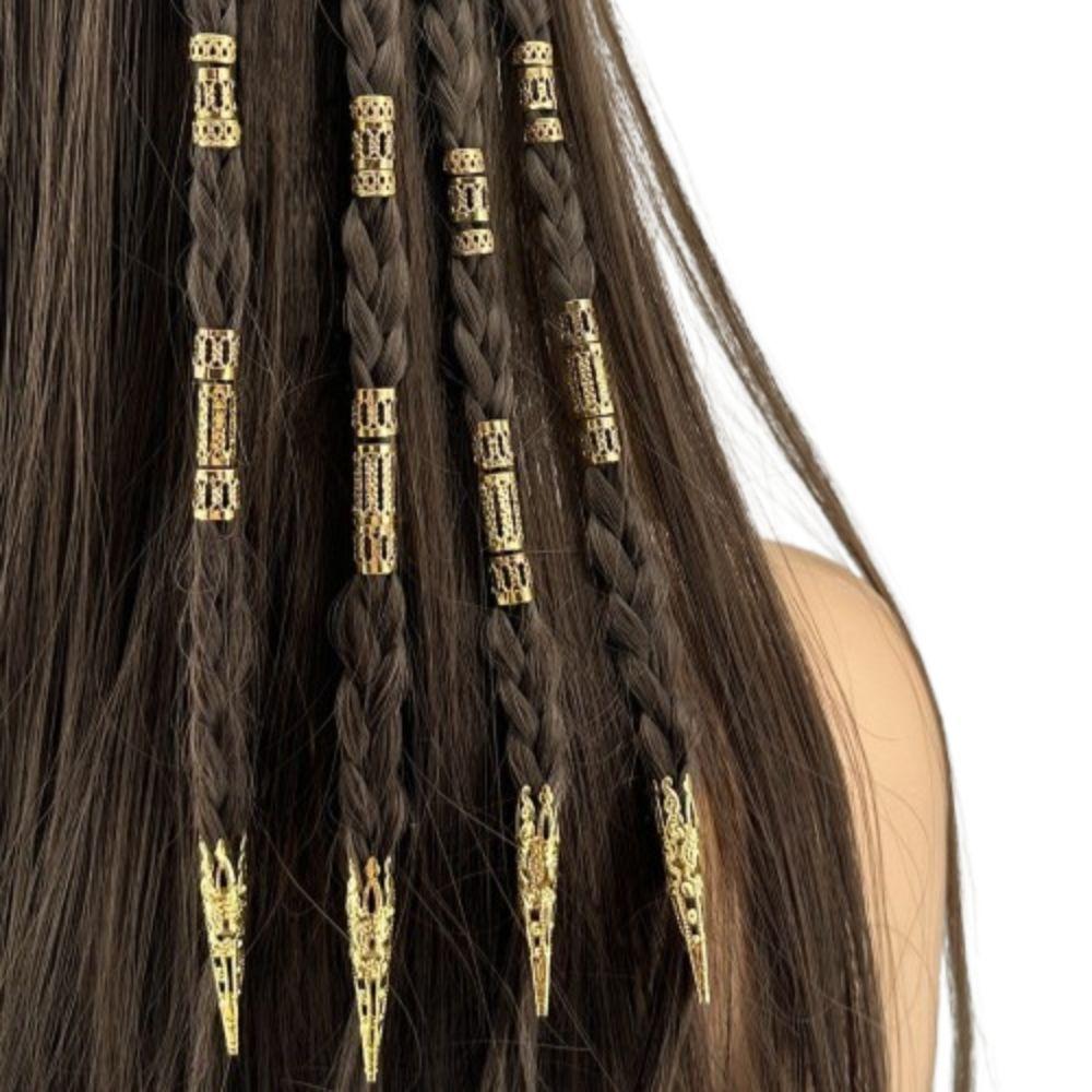 50pcs Dread Locks Hollow Out Hair Ring Metal Cuff Clips Hair Braid Tubes  Hair Jewelry