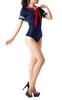 R-STYLE Retro Cute Sailor School Swimsuit Style Leotard with Shorts (Navy)
