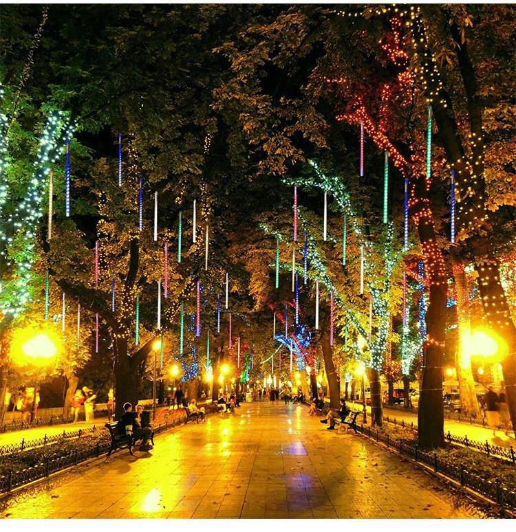 Hanging Tree Solar LED Meteor Shower Fairy Lights for Outdoor Atmosphere Decor