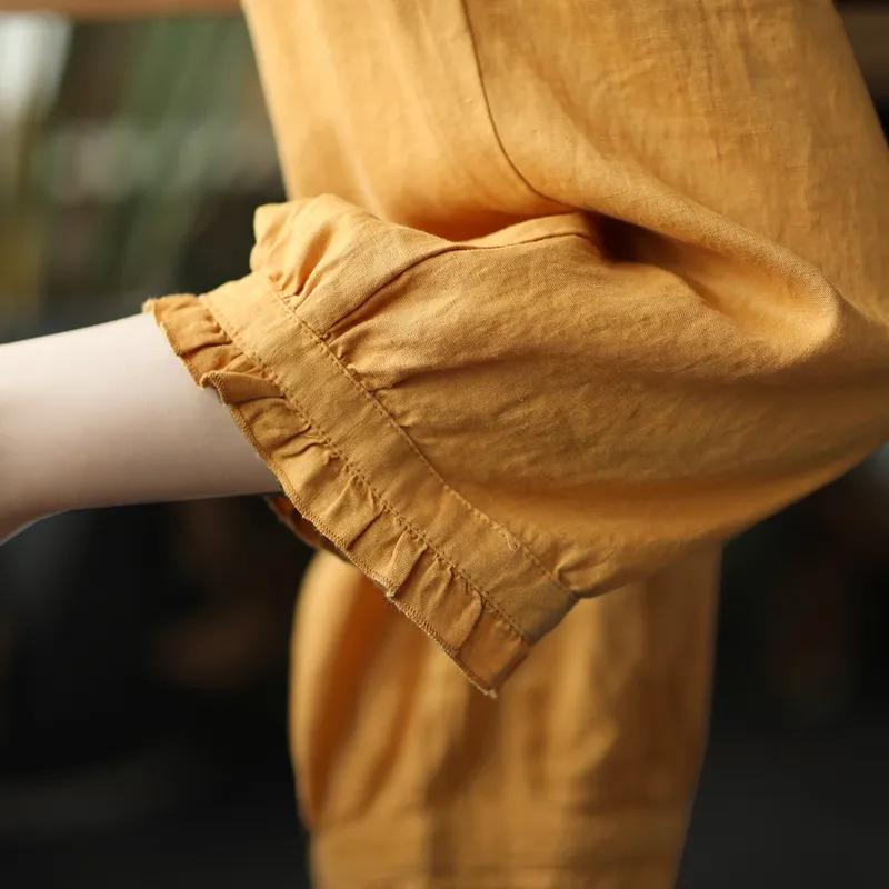 Fashionable Thin Solid Color Cropped Pants for Women Artistic Sweet Lace Casu Al Pants Women's Harem Pants Versatile