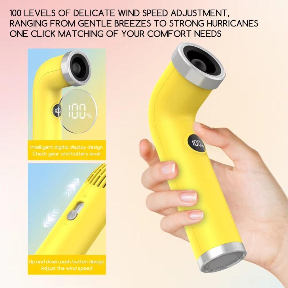 Digital Screen Bladeless Handheld Hair Dryer Curved Design High-Speed Turbine Fan  Children Use