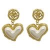 Ruffled Flower Pearl Heart-shaped Earrings - Vintage Style, Sophisticated and Elegant, Small and Unique Earrings for Women.