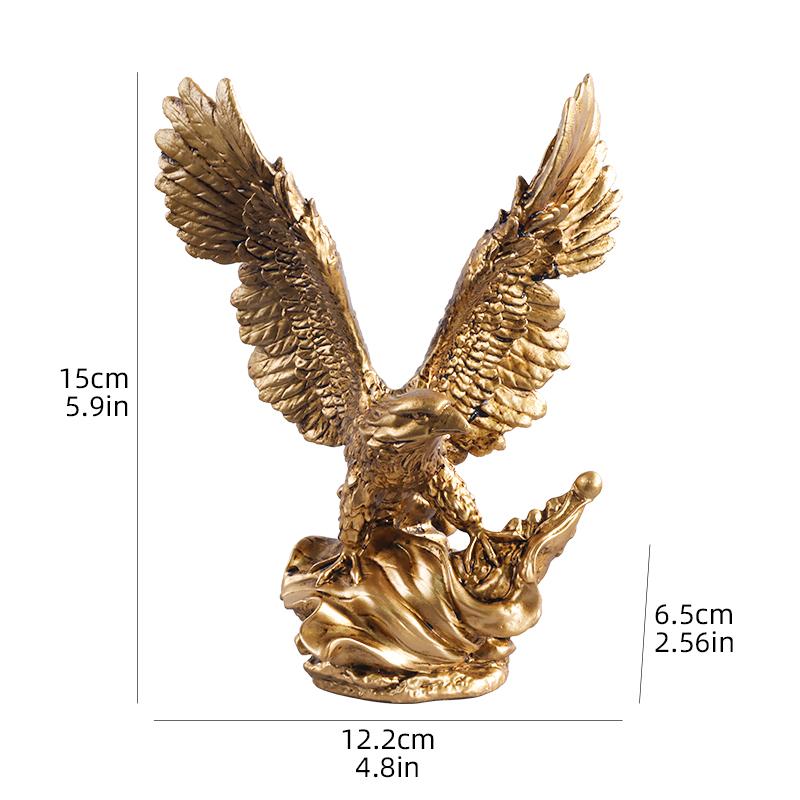 Antique Bronze Lifelike Eagle Sculpture Resin Animal Statue Home Decor Craft Ornament for Bedroom and living room