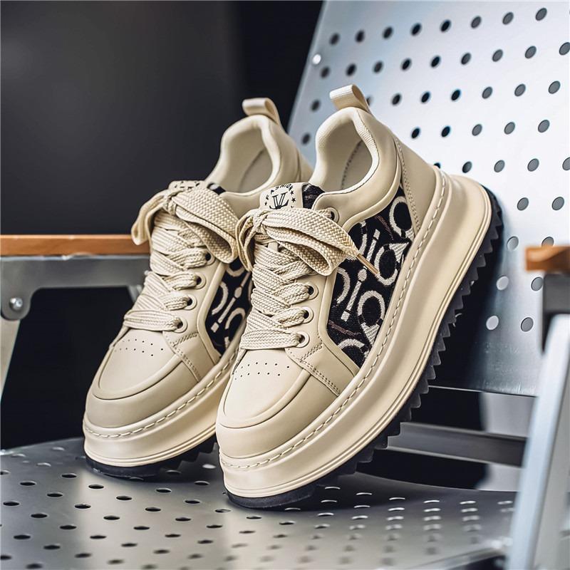Spring fashion embroidery color matching platform tide shoes versatile sports casual shoes heightening comfortable men's shoes